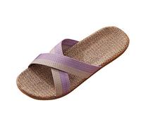 Generisch 2025 Mules d'été pour femme en lin tressé Sandales à enfiler décontractées et tendance Chaussures d'été Chaussures de plage légères respirantes Pantoufles d'intérieur et d'extérieur, Z1