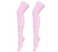 Generisch -2025 Noël Hauts Bas Hauts Longues Chaussettes Hautes Chaussettes Hautes Chaussettes Longues Rayées 1 Paire de Bas Autofixants Sans Pied, Rose, taille unique