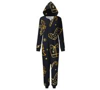 Generisch 2025 Noël Noël Une Famille Vêtements Parent-Enfant Imprimé à la Mode Pyjama Ample et Confortable avec Capuche et Fermeture Éclair (Style Maman), or, XL