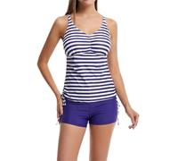 Generisch 2025 Nouveau Maillot de Bain Femme Grande Taille Sexy Angle Plat Imprimé Maillot de Bain Séparé Maillot de Bain pour Femme, Marine, L