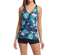 Generisch 2025 Nouveau Maillot de Bain Femme Grande Taille Sexy Angle Plat Imprimé Maillot de Bain Séparé Maillot de Bain pour Femme, Noir , L