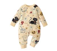 Generisch 2025 Nouveau-né Bébé Garçon Fille Tenues d'Halloween Combinaison à Manches Longues Imprimé Grenouillère Grenouillère Mignon Enfant Vêtements Automne Enfant 98, Blanc., 0-3 mois