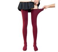 Generisch 2025 Opaque Hauts Cuisse Bas Bas Pour Jarretelles Avec Dentelle, Bordeaux, taille unique