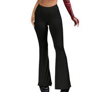 Generisch 2025 - Pantalon Femme Couleur Chair Moulant Danse Jambe Large Hanche Levage Taille Haute Décontracté Pantalon évasé Fitness Sport Yoga Jeggings Femme Noir Haute, Noir , M