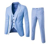 Generisch 2025 Pantalons Slim Party 3 pièces Gilet pour homme R Business Costume de mariage Manteaux pour hommes Combinaison pantalon Bleu clair Femme, bleu ciel, M
