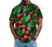 Generisch 2025 Polo hawaïen à manches courtes pour homme avec boutonnière Chemise de plage à manches courtes, Polo vert pour homme, XXL