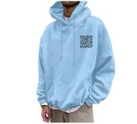 Generisch 2025- Pull d'hiver uni avec imprimé noix de coco pour hommes femmes à manches longues poches à anneaux sweat-shirt, bleu clair, S