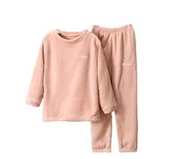 Generisch 2025 - Pyjama enfant chaud uni ensemble pour garçons filles vêtements de maison pour enfants doux et moelleux avec pantalon de jogging polaire pyjama velours garçon, Rose, 6-7 ans