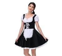 Generisch 2025 - Robe Dirndl pour femme Oktoberfest - Costume traditionnel allemand de fête de la bière - Costume de sorcière écarlate - Cosplay (noir, M)