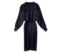 Generisch 2025 - Robe en tricot pour femme - Costume deux pièces - Pull - Robe supérieure - Moulante - Ensemble 2 pièces - Pull - Robe midi - Robe en tricot - Ensemble souris pour femme, Noir , taille