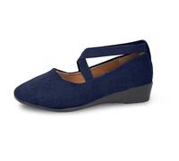 Generisch 2025-Sandale Slides Chaussures d'été pour femmes Chaussures de couleur unie en daim Chaussures décontractées élastiques Un tempérament à enfiler Chaussures confortables, bleu, 42 EU