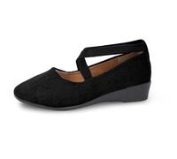 Generisch 2025-Sandale Slides Chaussures d'été pour femmes Chaussures de couleur unie en daim Chaussures décontractées élastiques Un tempérament à enfiler Chaussures confortables, Noir , 41 EU
