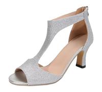 Generisch 2025-Sandale Slides Chaussures d'été pour femmes Chaussures fines à talons hauts Chaussures de fête à talons hauts Chaussures de mode, argenté, 38 EU