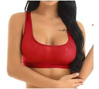 Generisch 2025 Sans Couture Regarder à travers Récolte Femmes Gilet Soutien-gorge Mesh Entraînement Sous-vêtements Stretch Corsages Femmes Lingerie, rouge, XL