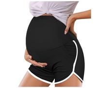 Generisch 2025 - Short de grossesse au-dessus du ventre avec poches - Short de grossesse avant pendant la grossesse - Short d'été court pour femme, Noir , M