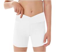 Generisch 2025 Short de sport pour fille - Taille fine en V - Legging court - Biker - Danse - Gymnastique - Mamas Boy - Vêtements pour bébé, Blanc., 7-8 ans