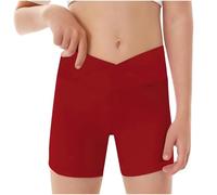 Generisch 2025 Short de sport pour fille - Taille fine en V - Legging court - Biker - Danse - Gymnastique - Mamas Boy - Vêtements pour bébé, rouge, 9-10 ans