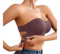 Generisch 2025- Soutien-gorge confortable en nylon extensible pour femme pour la vie quotidienne, la saison de mariage, robe de mariée sans bretelles, sous-vêtement de soutien sans couture, bronze, M