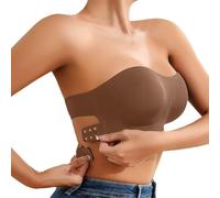 Generisch 2025 Soutien-gorge confortable en nylon extensible pour femme pour le quotidien, la saison de mariage, robe de mariée sans bretelles, soutien sans couture bustier femme, marron, M