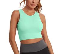 Generisch · 2025 Soutien-gorge de sport pour femme Sport Crop Longline In Yoga Haut haut intégré sans fil dos nageur Yoga Grandes tailles, Vert menthe., S