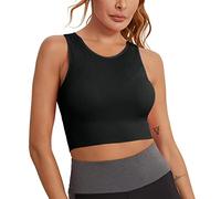 Generisch · 2025 Soutien-gorge de sport pour femme Sport Crop Longline In Yoga Haut haut intégré sans fil dos nageur Yoga Grandes tailles, Noir , S