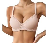 Generisch 2025- Soutien-gorge push-up fin, uni, confortable, respirant pour femme avec armatures, soutien-gorge à trois rangées de bonnets Milchauffang pour l'allaitement, beige, 90B