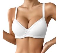 Generisch 2025- Soutien-gorge push-up fin, uni, confortable, respirant pour femme avec armatures, soutien-gorge à trois rangées de bonnets Milchauffang pour l'allaitement, Blanc., 90C