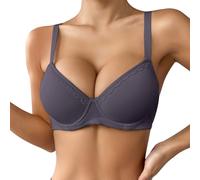 Generisch 2025- Soutien-gorge push-up fin, uni, confortable, respirant pour femme avec armatures, soutien-gorge à trois rangées de bonnets Milchauffang pour l'allaitement, gris, 80B