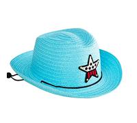 Generisch 2025 - Summer Sun 6 Couleurs Plage Filles Garçons Enfants Chapeau de Cowboy Occidental 2 à 6 ans Bonnet Écharpe Ensemble Garçons, bleu ciel, taille unique