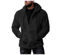 Generisch 2025 Sweat à capuche pour homme Fermeture éclair Polaire Sweatshirt Hiver Couleur unie Vêtements d'extérieur Manches longues Garder au chaud Poche Mode Manteau Vélo Hiver, gris foncé, XXL