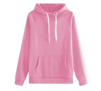 Generisch 2025 Sweat-shirt à la mode pour femmes avec poche unie, style décontracté coupe confortable ensemble de pulls pour couple, Rose, L