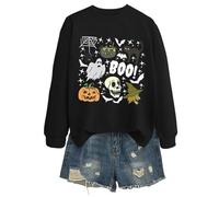 Generisch 2025 Sweat-shirt d'Halloween pour femme sans thème d'Halloween, chat, haut à manches longues, parfait pour les loisirs quotidiens Veste polaire fine pour femme, Noir , L