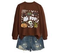 Generisch 2025 Sweat-shirt d'Halloween pour femme sans thème d'Halloween, chat, haut à manches longues, parfait pour les loisirs quotidiens Veste polaire fine pour femme, café, L