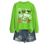 Generisch 2025 Sweat-shirt d'Halloween pour femme sans thème d'Halloween, chat, haut à manches longues, parfait pour les loisirs quotidiens Veste polaire fine pour femme, Vert clair., XL