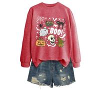 Generisch 2025 Sweat-shirt d'Halloween pour femme sans thème d'Halloween, chat, haut à manches longues, parfait pour les loisirs quotidiens Veste polaire fine pour femme, Rouge pastèque, XL