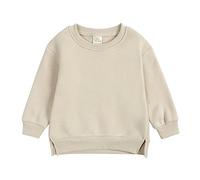 Generisch 2025 - Sweat-shirt pull polaire top coat bébé plus haut uni t-shirt fille bébé, beige, 2-3 ans