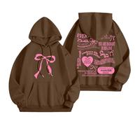 Generisch 2025 Sweats à capuche pour femme, sweatshirts avec graphisme de mots, sweat à capuche, sweats tendance, vêtements Preppy, sweat-shirts à manches longues, vêtements de yoga, café, XL