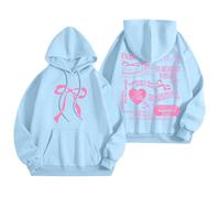 Generisch 2025 Sweats à capuche pour femme, sweatshirts avec graphisme de mots, sweat à capuche, sweats tendance, vêtements Preppy, sweat-shirts à manches longues, vêtements de yoga, bleu clair, XL