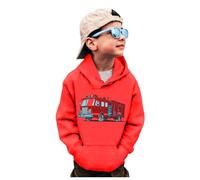 Generisch 2025 Sweatshirts Garçon Col Rond Truckshirt Dinosaure Manches Longues Pull Tops T-shirts Réversible Paillettes Pulls Garçons, rouge, 5-6 ans