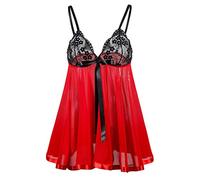 Generisch _2025 taille vêtements de nuit sexy vêtements de nuit voile S-6XL nuit de noces lingerie, Bordeaux, XXL