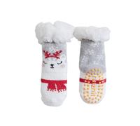 Generisch 2025 Tendances Chaussettes Pantoufles pour Bébé Noël Chaussettes Floues pour Petit Enfant Chaussettes Chaudes en Polaire Non Hiver Chaussettes Amusantes pour Enfants, gris, S