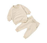Generisch 2025 Uni Manches Longues Décontracté Pantalon à Capuche Col Rond pour Enfants, beige, 12-18 mois