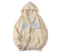 Generisch 2025 Veste Zip Up Hoodies Hip Hop Sweat-shirt Imprimé Veste à capuche Street Fashion Unisexe Cordon de serrage Veste de survêtement avec E Girl Top Daily Paper des années 90, kaki, M