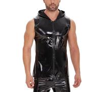 Generisch 2025 Vêtements d'extérieur pour hommes Gilet sans manches Réfléchissant élégant Veste brillante pour vêtements décontractés Gilet sur robe, Noir , L
