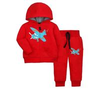 Generisch 2025 Vêtements pour bébé garçon tout-petit garçon tenues d'hiver dinosaure impression fermeture éclair sweat à capuche hauts survêtement pantalon ensemble vêtements filles, rouge, 12 mois
