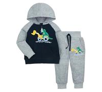 Generisch 2025 Vêtements pour bébé garçon tout-petit garçon tenues d'hiver dinosaure impression fermeture éclair sweat à capuche hauts survêtement pantalon ensemble vêtements filles, gris, 12 mois