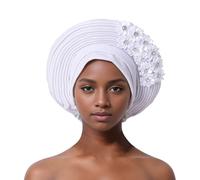 Generisch 2025 Voiture Africaine Cravate Par ASO Oke Headwraps Chapeau Turban Mariage Fête Fait Main Élégant Cheveux Porter Casquette Béret Enfant, argenté, taille unique