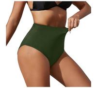 Generisch 2026 - Bas de bikini noir taille haute pour femme, maillot de bain basique rétro avec couverture complète, taille moyenne, pantalon de bain long pour homme, Vert armée., XXL
