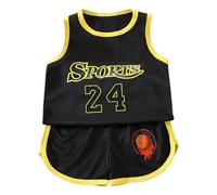 Generisch 2026 -Basketball-Set für Jungen Mädchen, Sommersport-Mesh-Weste Shorts-Outfit für im Von 1 BIS 11 Jahren (Gold, 4-5 Years)
