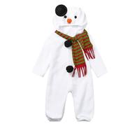 Generisch 2026 Bébé Garçon Fille Noël Dessin animé Bonhomme de Neige Cosplay Barboteuse Costume Polaire Douce avec Capuche Body Écharpe Ensemble (Blanc, 18-24 mois)